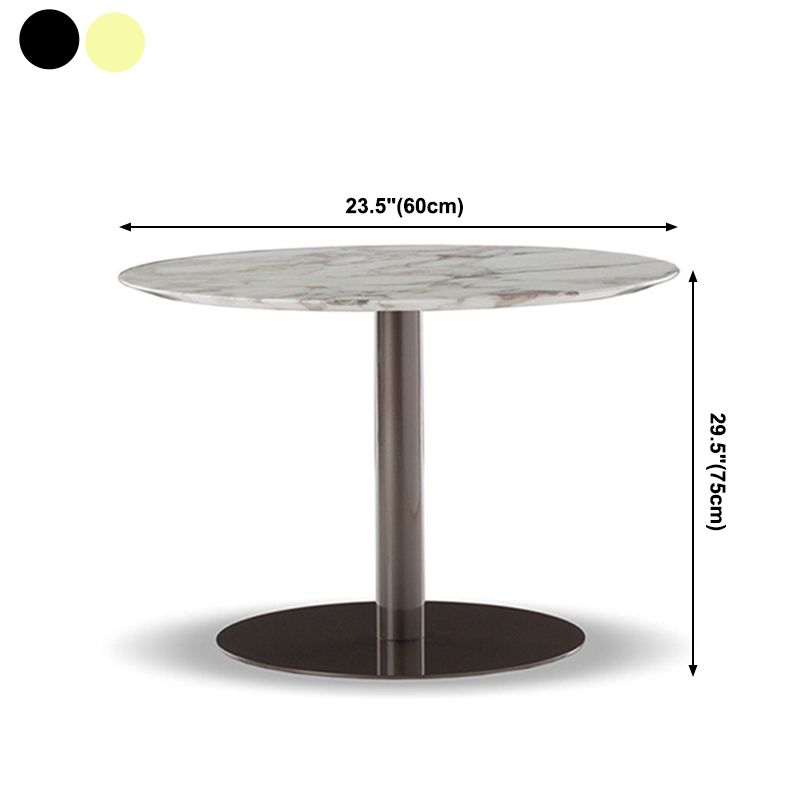 Metal Traditional Luxury Round Dining Table Sintered Stone Table with Pedestal Base