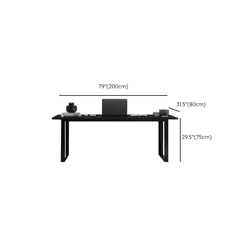 Rectangle Stone Top Office Desk Black Industrial Writing Desk for Office