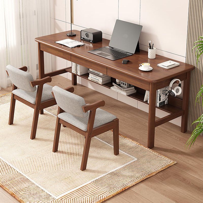 Wooden Task Desk Natural/White/Brown Rectangular Shaped Office Desk with 2/3 Drawers