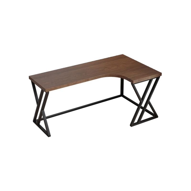 L-Shape Industrial Office Desk  Solid Wood Fixed Writing Table