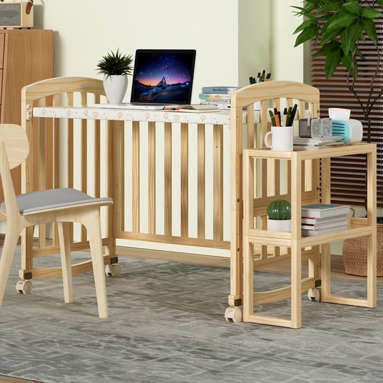 Solid Wood Baby Crib Modern Nursery Bed with Adjustable Height