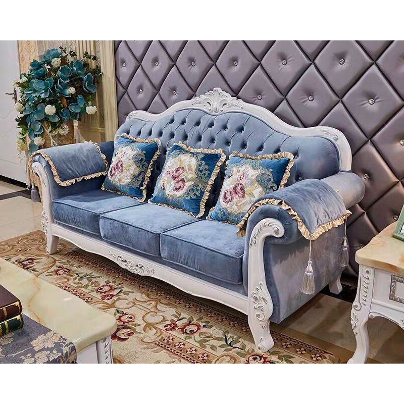 Traditional Rolled Arm Sofa Tufted Back Couch with Removable Cushions for Three People