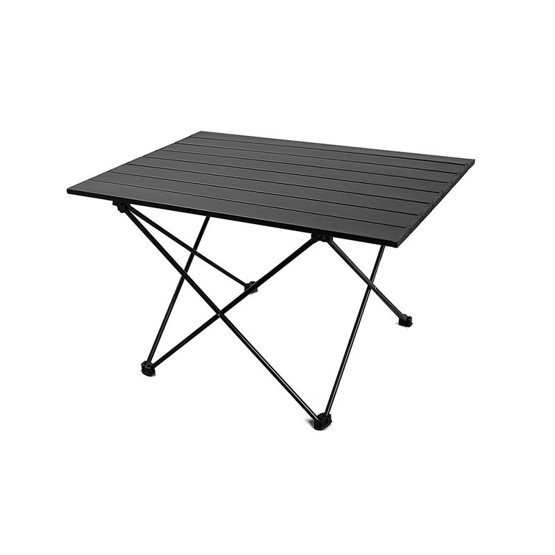 Metal Camping Table Contemporary Black Rectangle Foldable Table