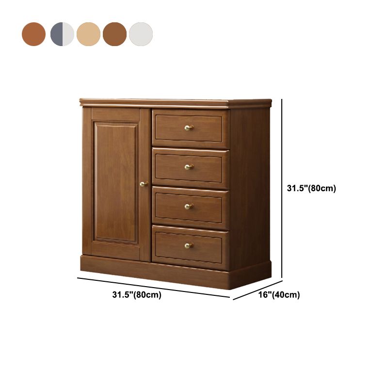 16" W Modern Rubber Wood Combo Dresser Vertical Storage Chest with Drawers and Door