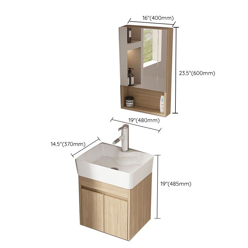 Basic Wooden Sink Vanity Wall-Mounted Vanity Cabinet with Mirror Cabinet