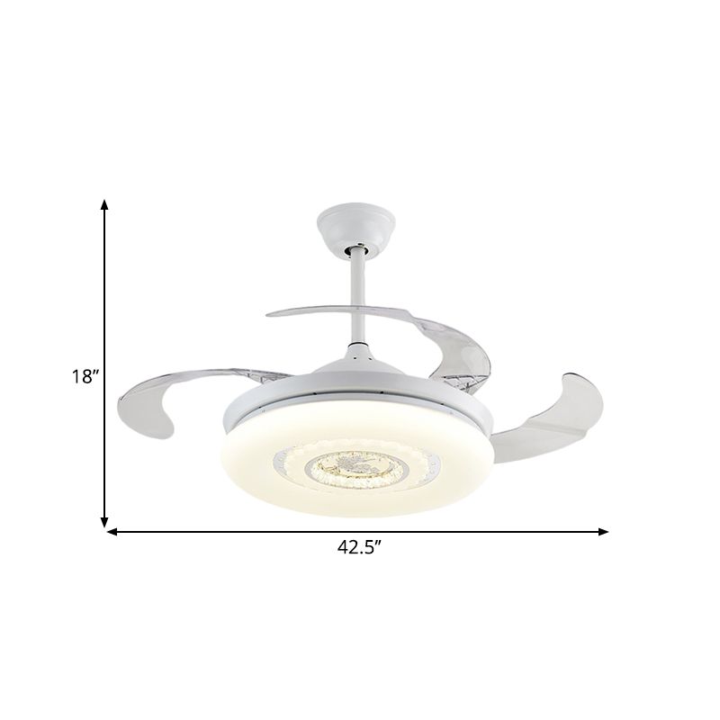 Bruin/wit/gouden ronde semi -spoelige Noordse stijl 42,5 "W LED Acrylhangende ventilatorverlichting met 4 messen