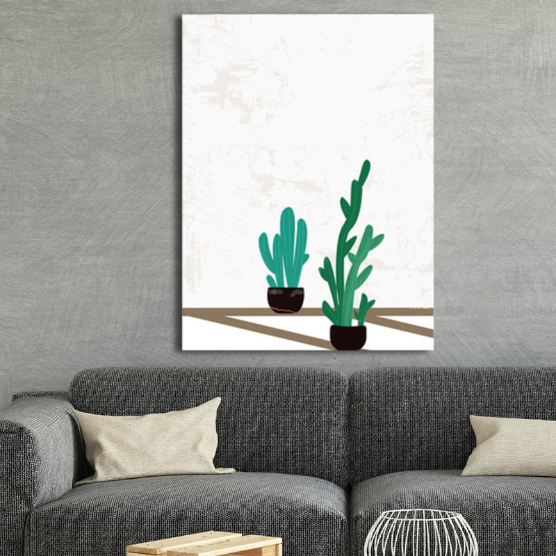 Scandinavian Bonsai Cactus Canvas Print Potting Green Boys Bedroom Wall Art Decor