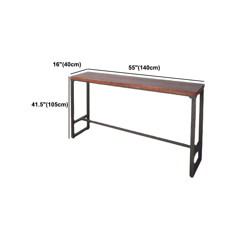 Industrial Trestle Wood Bar Wine Table Rectangle Bar Height Cocktail Table in Brown