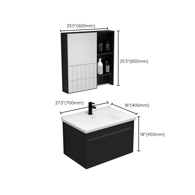 Contemporary Black Bath Vanity Metal Open Console with Sink Set