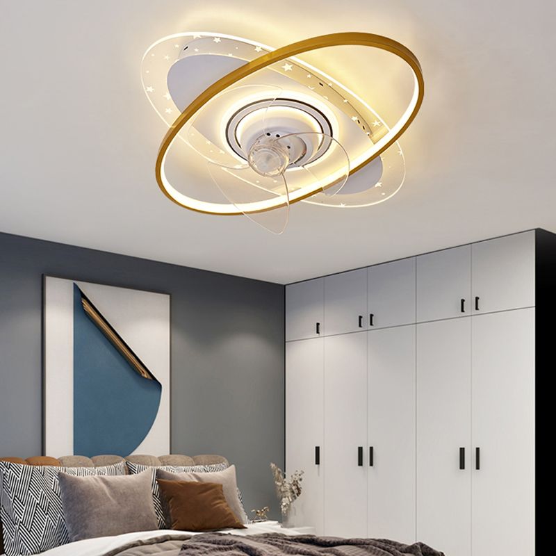 LED Ceiling Fan Light Modern Ceiling Mount Lamp with Acrylic Shade for Bedroom