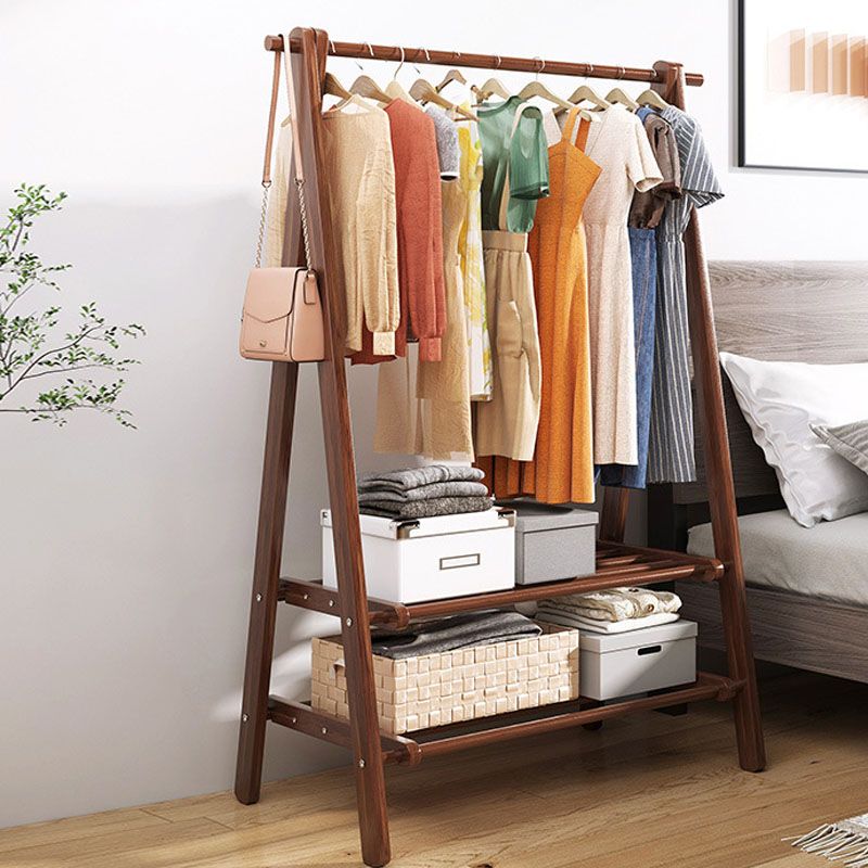 Modern Coat Hanger Hanging Rail Shelves Wood Entry Hall Tree