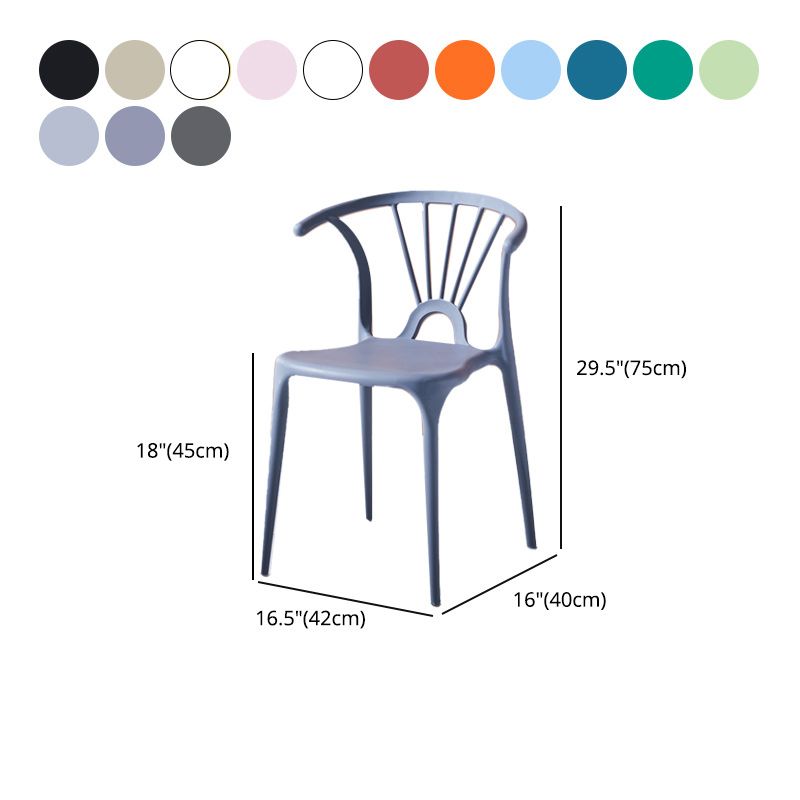 Glam Style Dining Room Chair Plastic Windsor Back Side Chair