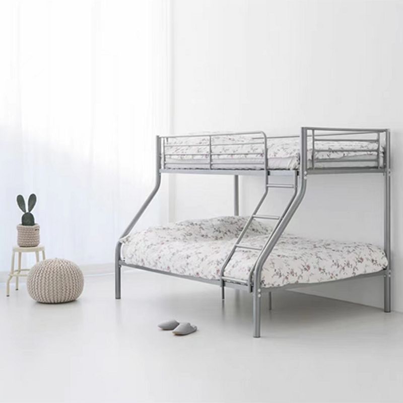 Metal Standard Bunk Bed with Built-In Ladder Modern Iron High Loft Bed Frame