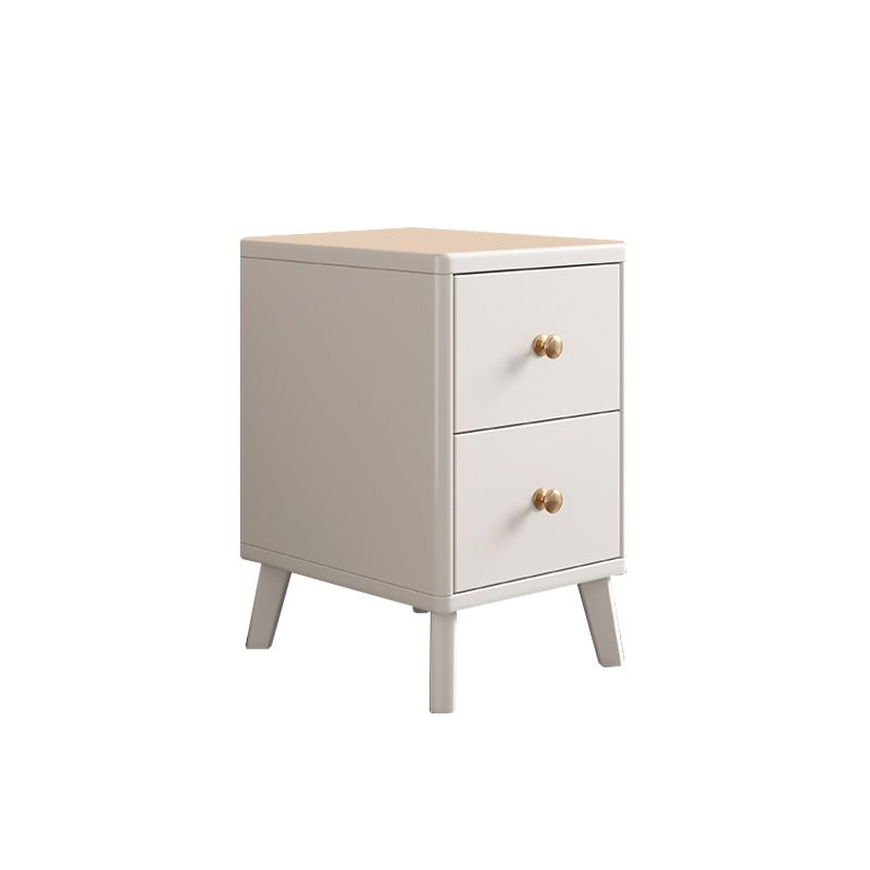 2 Drawers Solid Wood Nightstand Contemporary Night Table With Legs ,19.7" Tall