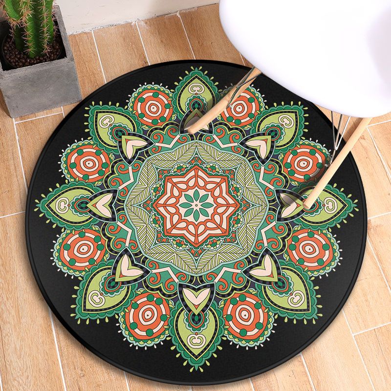 Turkish Blooming Flower Rug Multicolored Polypropylene Rug Machine Washable Pet Friendly Non-Slip Backing Area Rug for Door