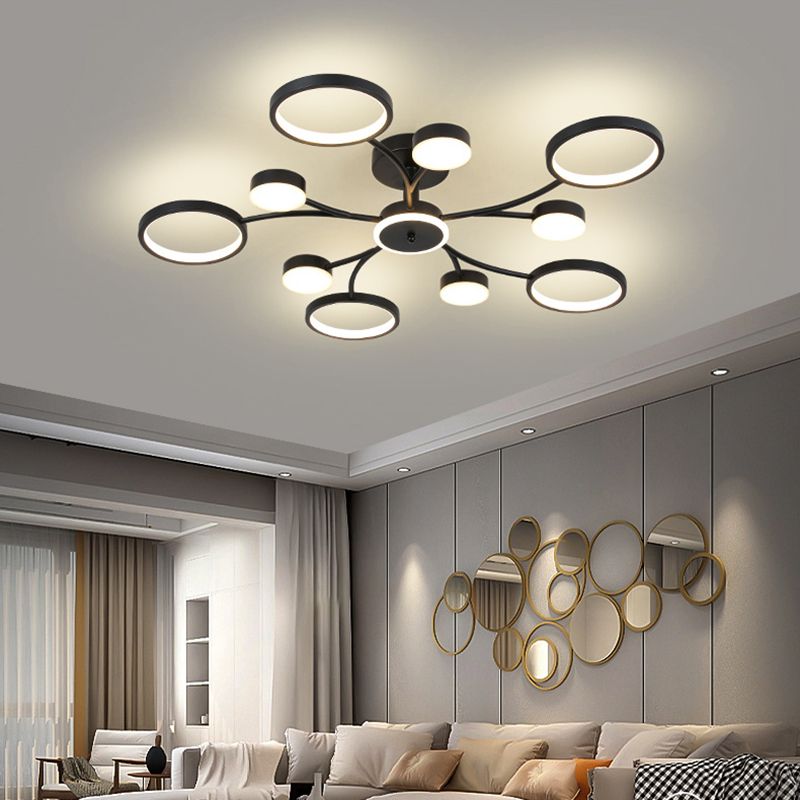 Modern Round Flush Ceiling Lights Metal Multiple-Light Ceiling Lighting