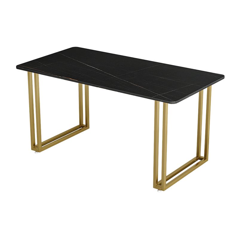 Traditional Luxury Dining Table Sintered Stone Table with Gold Frame