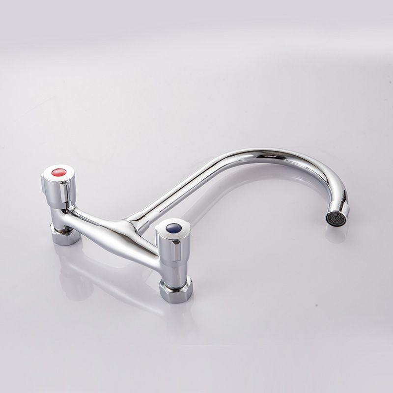 Wall Mounted Metal Tub Filler Double Knob Handles Kitchen Faucet