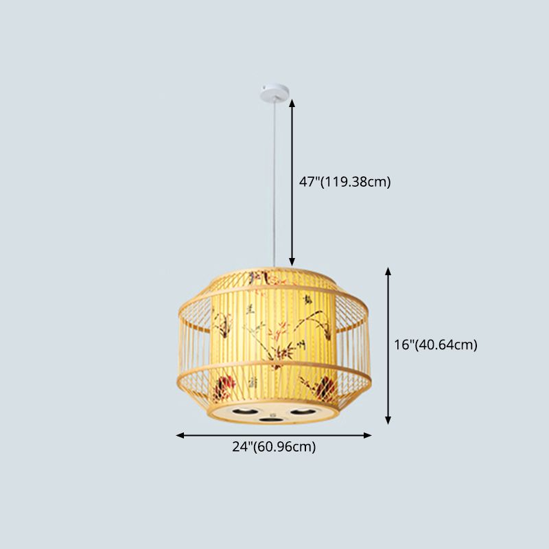Colgante colgante de suspensión de bambú de 1 luces Ligero chino en mini colgante para comedor