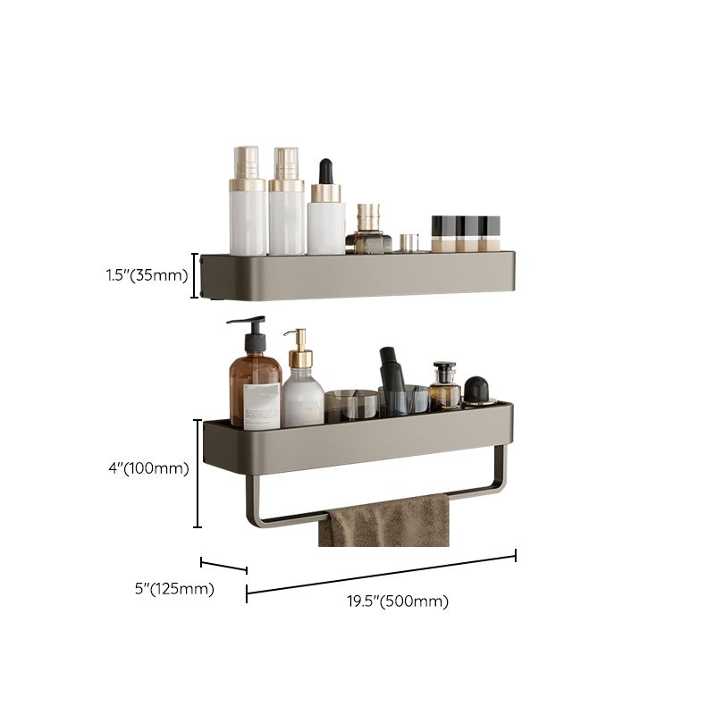 Contemporary Aluminum Bathroom Accessory Set Gray Bath Shelf