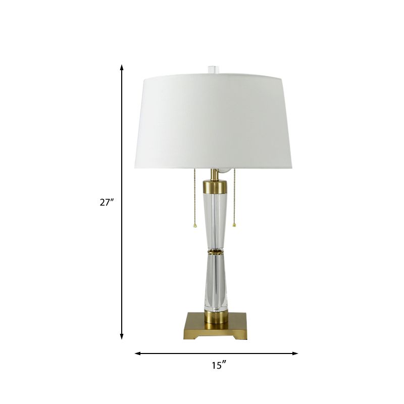 Tambour de tambour Light modern tissu 2 ampoules lampe de lecture en or avec chaîne de traction