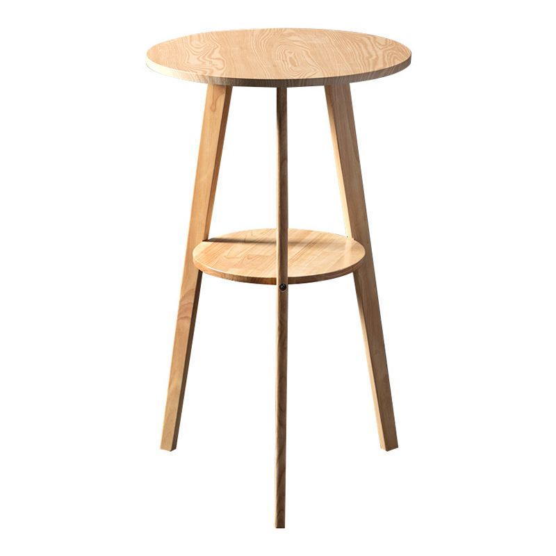 Simple Style Round Bar Table Wood Top Pub Table for Dining Room