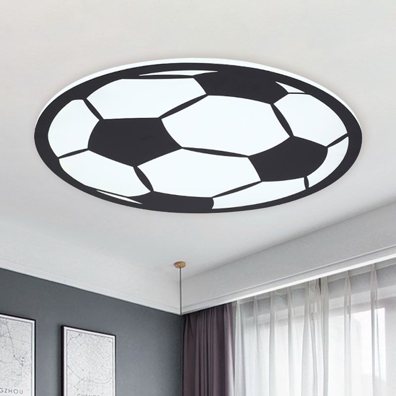 Black/White Football Flush Light Kids LED Acrylic Flush Mount Recessed Lighting for Boys Bedroom