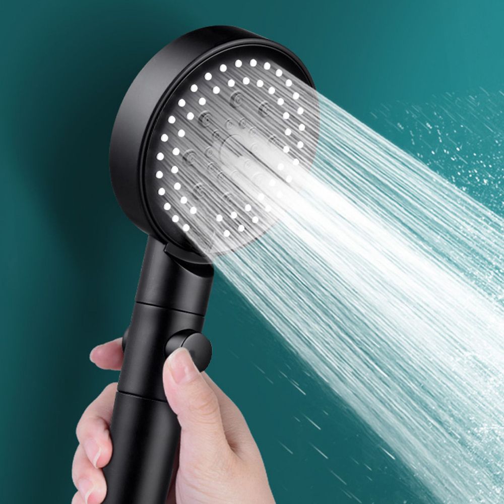 Round Pressurized Shower Head 6-Setting Adjustable Water Flow Handheld Shower Head