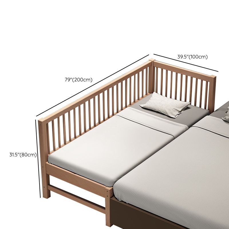 Contemporary Natural Solid Wood Baby Crib with Guardrail Wood Crib