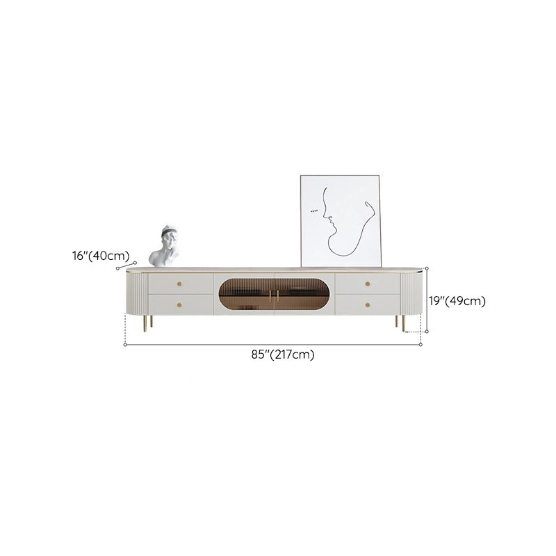 Modern TV Stand Console White TV Stand with Cable Management