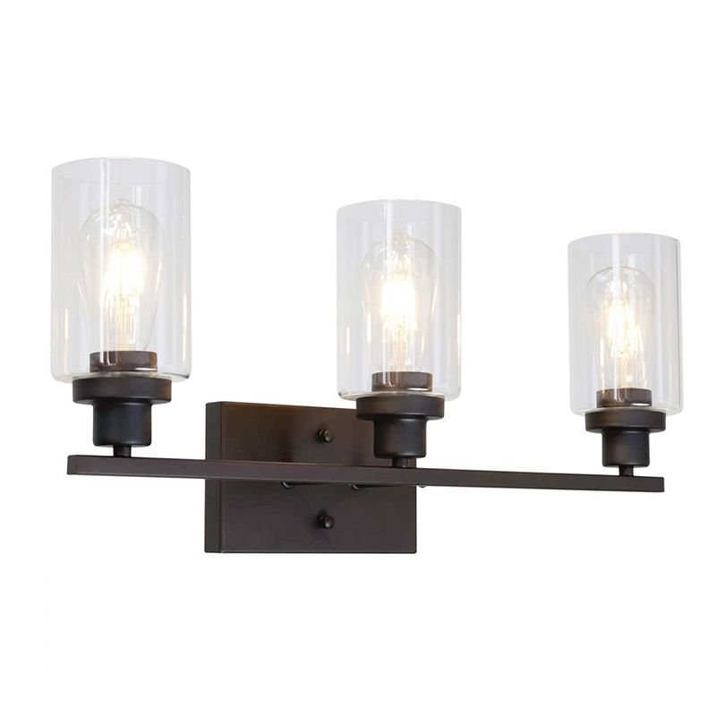 Industrial Simplicity Cylinder Vanity Sconce Lights Glass Wall Mount Light Fixture for Bathroom