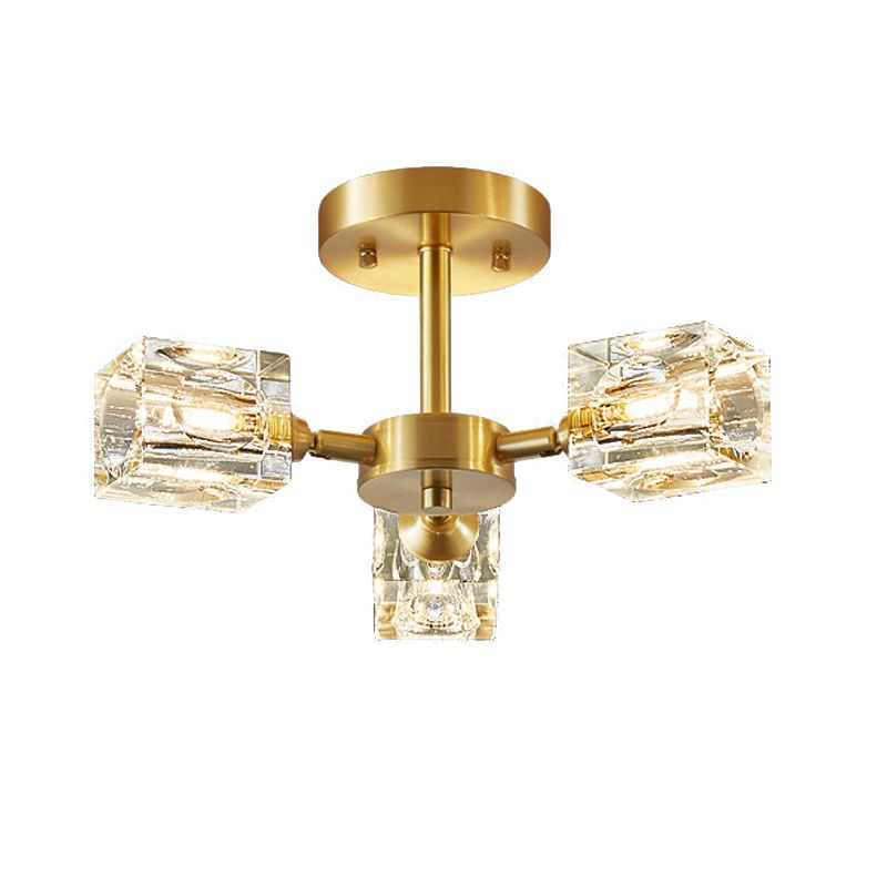 3/4/5/6-Light Golden Flush Mount Lighting Modern Style Crystal Shaded Ceiling Light