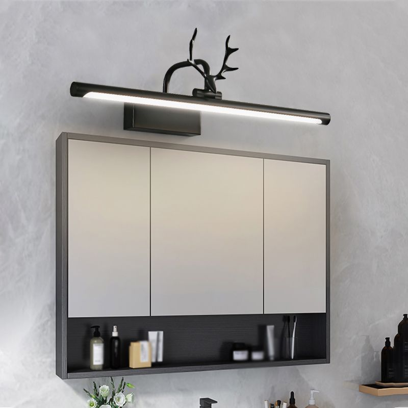 Luz de led recta lámpara de tocador de latón estilo americano con astas para el baño