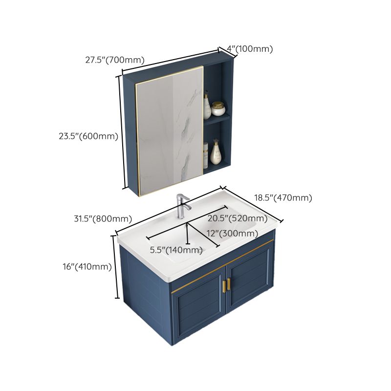 Bathroom Vanity Set Ceramic Sink Drawer Mirror Vanity with Faucet