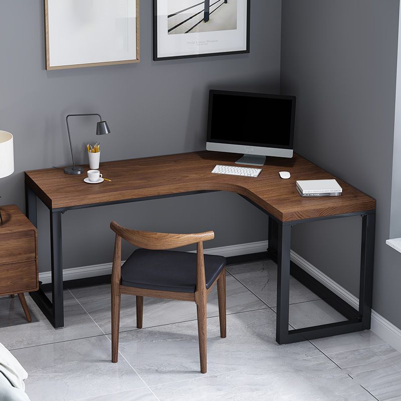 Solid Wood Writing Desk Industrial L-Shaped Task Desk for Home Office