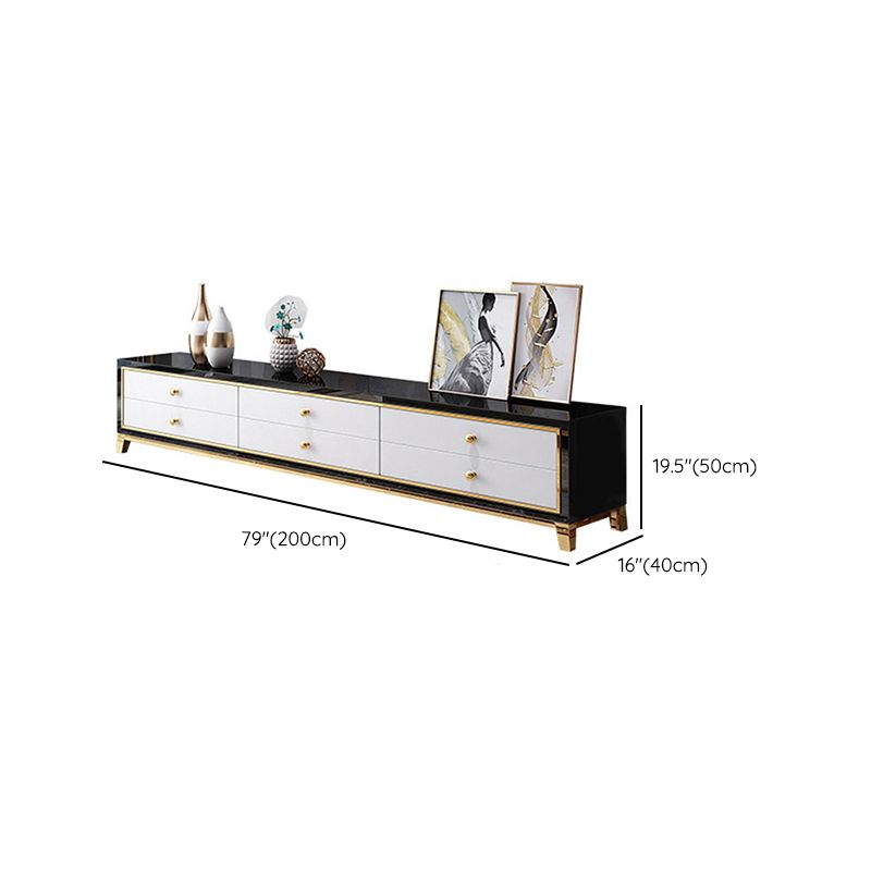 Glam Glass TV Stand Console Enclosed Storage TV Media Stand with Drawers for Living Room