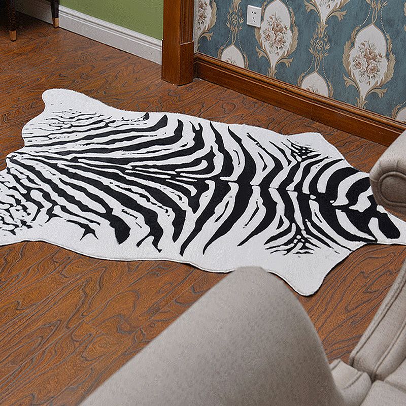 Tapis de chambre noire tapis moderne à motif rayé zébré en polyester