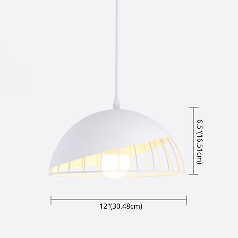 1 Light Cage Ceiling Light Macaron Aluminum Hanging Pendant Lights for Restaurant