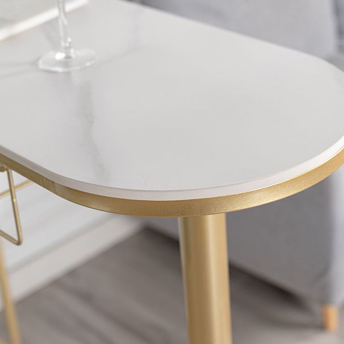 Glam Style Gold Iron Bar Tabel 41.3 "H Faux Marble Witte Top Bistro Table met wijnrek