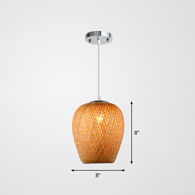 Sky Lantern-vormige hanglampverlichting Aziatische Bamboo Single-Bulb Study Room Hanging Lamp