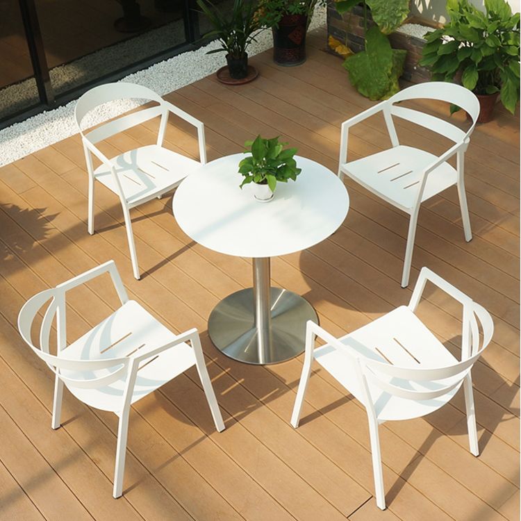 Aluminum Patio Table Modern Rust Resistant Dining Table with Metal Base