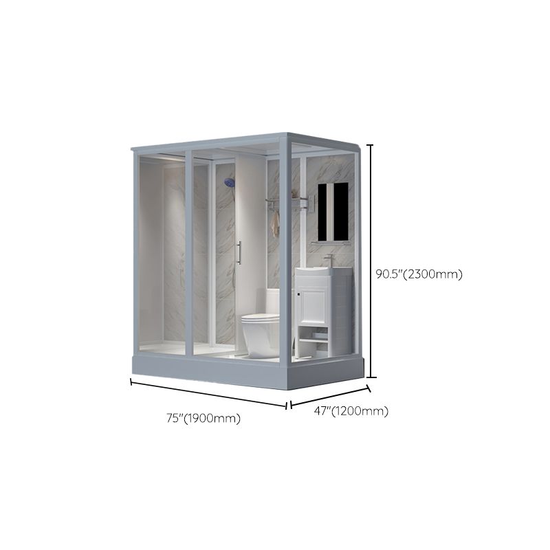 Clear Rectangle Shower Stall Modern Single Sliding Shower Stall