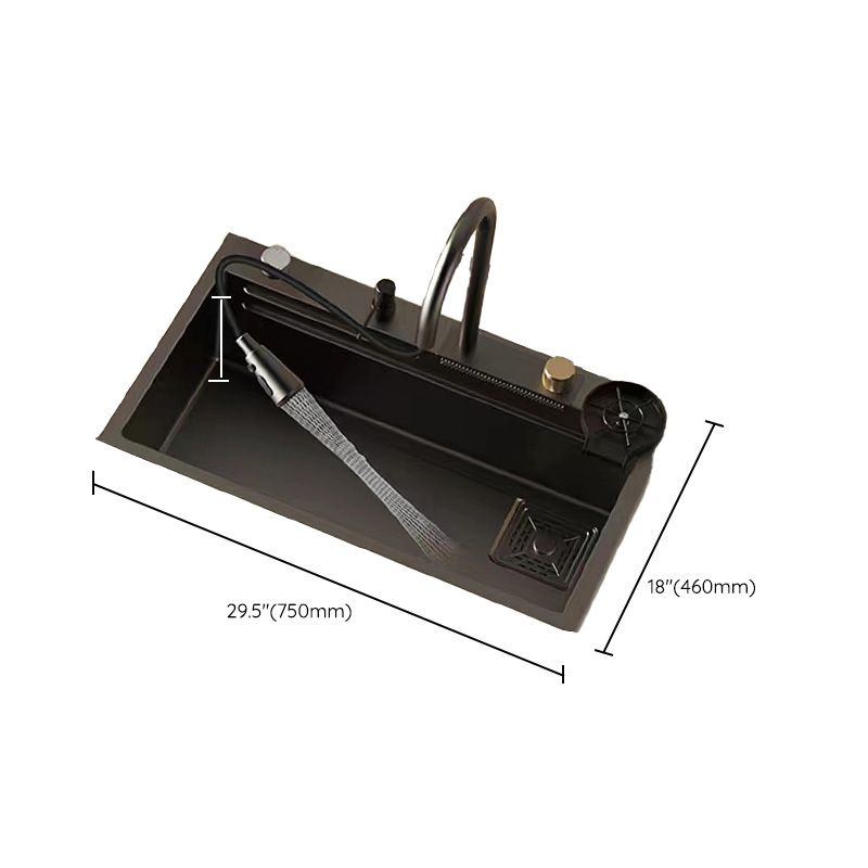 Black Kitchen Sink Single Bowl Cutting Board Top Mount Stainless Steel Kitchen Sink
