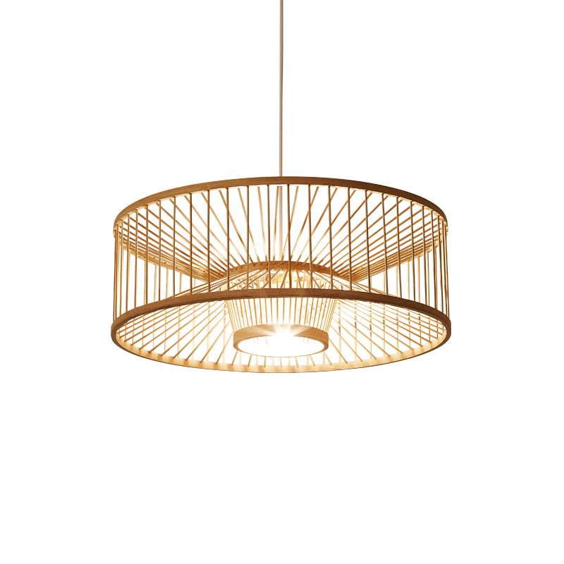 Drum Bamboo Cioncant Lighting Contemporary Sospensione a bulba singola lampada