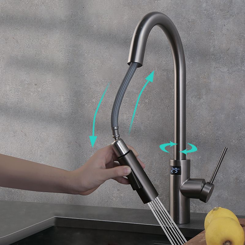 Swivel Spout Kitchen Bar Faucet Touch Sensor with Pull Out Sprayer