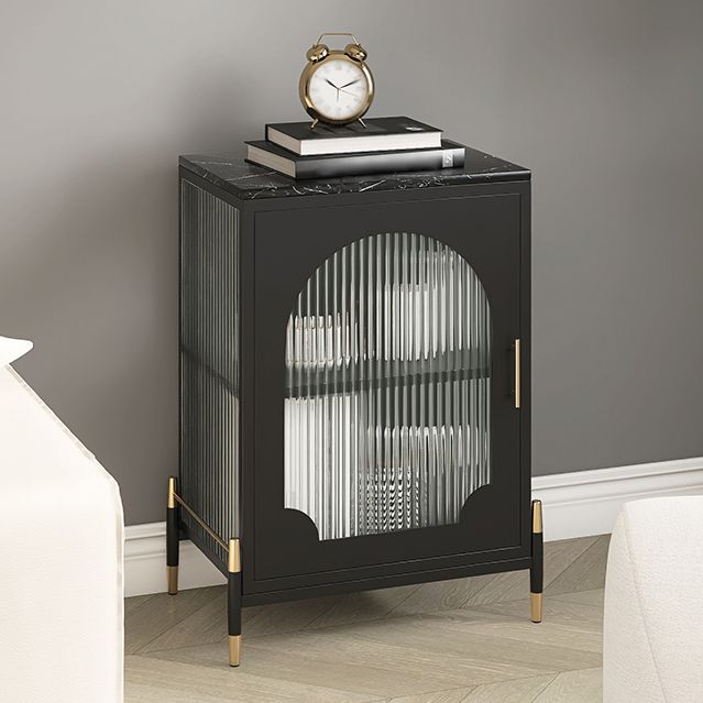 Glass Door Iron Sideboard Modern Server Cabinet with Storage for Living Room