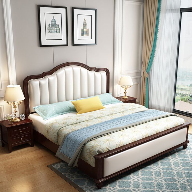 Contemporary Standard Bed Solid Wood Lift Up Storage Bed Frame with Upholstered Headboard