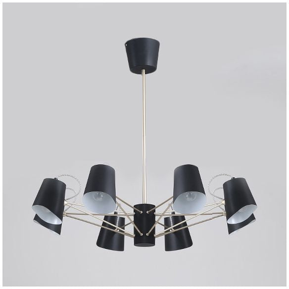 3/6/8 Lights Bucket Chandelier Light Contemporary Metal Black Pendant Light Fixture for Living Room