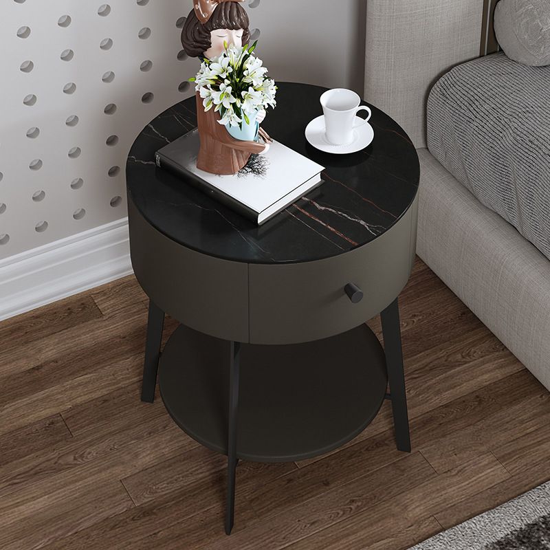 4 Legs Nightstand 22" Tall Accent Table Nightstand with Drawer and Shelf