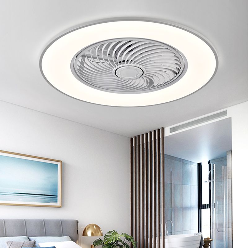 Éventail de plafond LED circulaire en acrylique dans le plafond en fer forgé moderne pour la chambre à coucher